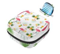 Bolsa de almacenamiento de servilletas sanitarias de flamencos y piña de verano, bolsa grande para copa menstrual con cremallera, bolsa de almohadillas para el período, bolsa para almacenar panty