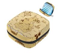 Bolsa de almacenamiento de servilletas sanitarias, diseño de mapa del tesoro pirata dibujado a mano, portátil, bolsa de almohadilla menstrual, forro de panty, tampones, soporte de almacenamiento para
