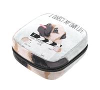 Bolsa de almacenamiento de servilletas sanitarias, diseño de perro carlino I Direct My Own Life First Period, bolsa para niñas y mujeres, bolsa de copa menstrual, bolsas de tampón para menstruación