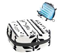 Bolsa de almacenamiento de servilletas sanitarias, diseño floral bohemio a rayas blancas y negras, bolsa portátil para almohadilla menstrual, forro de panty, tampones, soporte de almacenamiento para