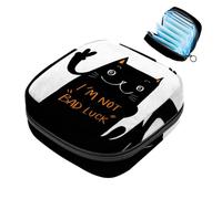 Bolsa de almacenamiento de servilletas sanitarias, Funny Cat I'm NOT Bad Luck portátil, bolsa de almohadilla menstrual portátil, forro de panty, tampones, almohadillas sanitarias, soporte de