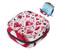 Bolsa de almacenamiento de servilletas sanitarias, Happy Valentine's Day Love Heart-35 First Period Kit Bag para niñas y mujeres, bolsa de copa menstrual femenina, bolsas de tampón para menstruación,