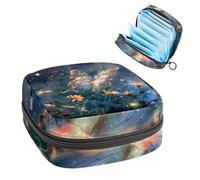 Bolsa de almacenamiento de servilletas sanitarias, mariposa con flores de fantasía brillante Trail at Night First Period Kit Bag para niñas y mujeres, bolsa de copa menstrual femenina, bolsas de