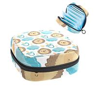 Bolsa de almacenamiento de servilletas sanitarias, menstrual, bolsa de tamp髇, organizador de almohadillas para mujeres bonita cabeza de le髇 con patr髇 de nube de pa馻les