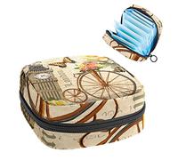 Bolsa de almacenamiento de servilletas sanitarias, menstrual, bolsa de tamp髇, organizador de almohadillas para mujeres dise駉 de rosas Big Ben de Londres y postal vintage de bicicleta