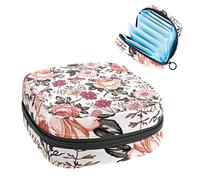 Bolsa de almacenamiento de servilletas sanitarias, menstrual, bolsa organizadora de almohadillas sanitarias, servilletas de manzanilla vintage, flores silvestres de petunia rosa