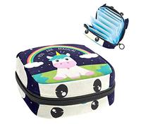 Bolsa de almacenamiento de servilletas sanitarias, menstrual, bolsa organizadora de servilletas sanitarias, divertida vaca de unicornio, arco iris, eres m醙ico