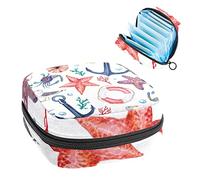 Bolsa de almacenamiento de servilletas sanitarias, menstrual, bolsa organizadora de servilletas sanitarias, ancla de acuarela, boya salvavidas de gaviota