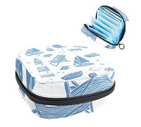 Bolsa de almacenamiento de servilletas sanitarias, menstrual, bolsa organizadora de servilletas sanitarias, servilletas de vacaciones, barco, faro, silla, caracola