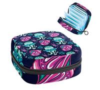 Bolsa de almacenamiento de servilletas sanitarias, menstrual, medusas de dibujos animados y caracola