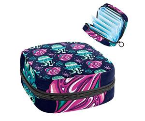 Bolsa de almacenamiento de servilletas sanitarias, menstrual, medusas de dibujos animados y caracola