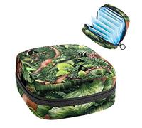 Bolsa de almacenamiento de servilletas sanitarias, menstrual, mundo de dinosaurios de la selva verde