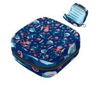 Bolsa de almacenamiento de servilletas sanitarias, Ocpotus Ocpotus Blue Dolphin Shark Bolsa de almohadilla menstrual portátil, forro de panty, tampones, almohadillas sanitarias, soporte de