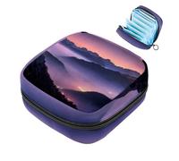 Bolsa de almacenamiento de servilletas sanitarias, paisaje natural de montaña, bosque, fuego, tampón, bolsa con cremallera, bolsa de período para adolescentes y niñas, bolso de menstruación femenino