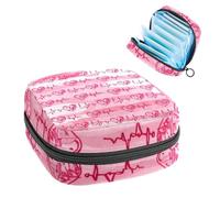 Bolsa de almacenamiento de servilletas sanitarias para electrocardiograma, latido de corazón y corazones rosados, bolsa grande para copa menstrual con cremallera, bolsa para almohadillas de período,