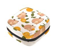 Bolsa de almacenamiento de servilletas sanitarias para mujer, bolsa de almohadilla menstrual de gran capacidad, bolsas para el período menstrual, lindas capibaras con patrón de frutas cítricas,