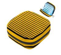 Bolsa de almacenamiento de servilletas sanitarias, rayas negras sobre fondo amarillo, bolsa de almohadilla menstrual portátil, forro de panty, tampones, almohadillas sanitarias, soporte de