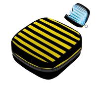 Bolsa de almacenamiento de servilletas sanitarias, textura de abejas a rayas blancas y negras, bolsa de almohadilla menstrual portátil, forro de panty, tampones, almohadillas sanitarias, soporte de