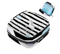 Bolsa de almacenamiento de servilletas sanitarias, unicornio de dibujos animados, nube, lluvia, rayas negras, bolsa menstrual portátil, forro de panty, tampones, almohadillas sanitarias, soporte de
