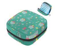 Bolsa de almacenamiento de servilletas sanitarias verdes de castillo de dinosaurios de dibujos animados, bolsa grande para copa menstrual con cremallera, bolsa de almohadillas de período, bolsa de
