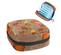 Bolsa de almacenamiento de tampón para servilletas sanitarias con hojas de arce otoñales, Varios colores, 4.7x6.6x6.6 in/12x17x17 cm