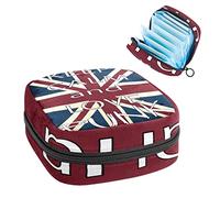 Bolsa de almacenamiento de tampón portátil para servilletas sanitarias, bandera de Inglaterra del Reino Unido Keep Calm and Love, Varios colores, 4.7x6.6x6.6 in/12x17x17 cm