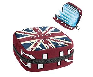 Bolsa de almacenamiento de tampón portátil para servilletas sanitarias, bandera de Inglaterra del Reino Unido Keep Calm and Love, Varios colores, 4.7x6.6x6.6 in/12x17x17 cm