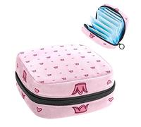 Bolsa de almacenamiento de tampón portátil para servilletas sanitarias, corona de princesa, color rosa, Varios colores, 4.7x6.6x6.6 in/12x17x17 cm