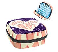 Bolsa de almacenamiento de tampón portátil para servilletas sanitarias, Follow Your Heart Cute Love, Varios colores, 4.7x6.6x6.6 in/12x17x17 cm