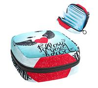 Bolsa de almacenamiento de tampón portátil para servilletas sanitarias, Follow Your Heart Love Wings, Varios colores, 4.7x6.6x6.6 in/12x17x17 cm