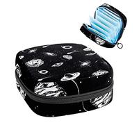 Bolsa de almacenamiento de tampón portátil para servilletas sanitarias, Galxy Space negro, Varios colores, 4.7x6.6x6.6 in/12x17x17 cm