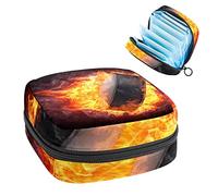 Bolsa de almacenamiento de tampón portátil para servilletas sanitarias, hockey sobre hielo con fuego de llama, Varios colores, 4.7x6.6x6.6 in/12x17x17 cm