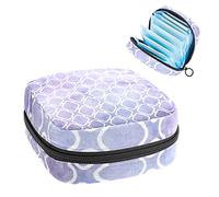 Bolsa de almacenamiento de tampón portátil para servilletas sanitarias, mosaico de acuarela violeta patrón geométrico, Varios colores, 4.7x6.6x6.6 in/12x17x17 cm