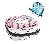 Bolsa de almacenamiento de tampón portátil para servilletas sanitarias, My Princess Little Cat Pink Stripe, Varios colores, 4.7x6.6x6.6 in/12x17x17 cm