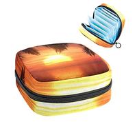 Bolsa de almacenamiento de tampón portátil para servilletas sanitarias, palmeras contra el cielo del atardecer, Varios colores, 4.7x6.6x6.6 in/12x17x17 cm