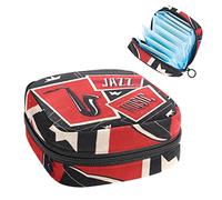 Bolsa de almacenamiento de tampón portátil para servilletas sanitarias, saxofón musical, instrumento de jazz, rojo y gris, Varios colores, 4.7x6.6x6.6 in/12x17x17 cm