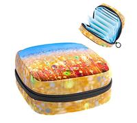 Bolsa de almacenamiento de tampones para servilletas sanitarias con diseño de campo de flores abstractas, Varios colores, 4.7x6.6x6.6 in/12x17x17 cm