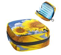 Bolsa de almacenamiento de tampones para servilletas sanitarias con diseño de girasoles, Varios colores, 4.7x6.6x6.6 in/12x17x17 cm