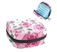 Bolsa de almacenamiento de tampones para servilletas sanitarias con flores de camelia, color rosa, Varios colores, 4.7x6.6x6.6 in/12x17x17 cm