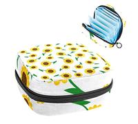 Bolsa de almacenamiento de tampones para servilletas sanitarias con fondo de girasol, Varios colores, 4.7x6.6x6.6 in/12x17x17 cm