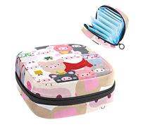 Bolsa de almacenamiento de tampones para servilletas sanitarias con patrón de cerdos hipster colorido, Varios colores, 4.7x6.6x6.6 in/12x17x17 cm
