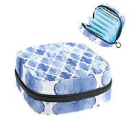 Bolsa de almacenamiento de tampones para servilletas sanitarias con patrón marroquí geométrico azul acuarela, Varios colores, 4.7x6.6x6.6 in/12x17x17 cm