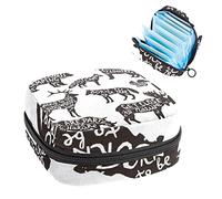 Bolsa de almacenamiento de tampones para servilletas sanitarias con texto en inglés "Wild Animals with Lettering Period Bag", Varios colores, 4.7x6.6x6.6 in/12x17x17 cm