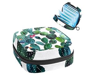 Bolsa de almacenamiento de tampones para servilletas sanitarias de cactus de plantas verdes, Varios colores, 4.7x6.6x6.6 in/12x17x17 cm