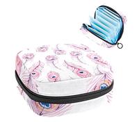 Bolsa de almacenamiento de tampones para servilletas sanitarias de plumas de pavo real rosa, Varios colores, 4.7x6.6x6.6 in/12x17x17 cm