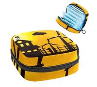 Bolsa de almacenamiento de tampones para servilletas sanitarias de turbinas de viento, diseño de gallo y atardecer, Varios colores, 4.7x6.6x6.6 in/12x17x17 cm