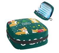 Bolsa de almacenamiento de tampones para servilletas sanitarias y Papá Noel Corgi y nieve, Varios colores, 4.7x6.6x6.6 in/12x17x17 cm