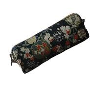 Bolsa de almacenamiento de tela estética para bolígrafos, bordado floral, estuche de lino y algodón para artistas, escritores, estudiantes, organizador de bolígrafos retro oriental, Brocado de piedra