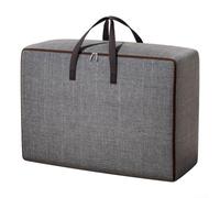 Bolsa de almacenamiento de tela Oxford para el hogar para ropa y edredones con material impermeable, organizador rectangular de gran capacidad para ropa de cama, toallas y mantas (gris claro M)