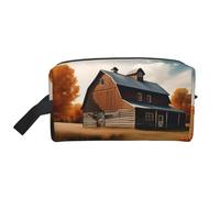 Bolsa de almacenamiento de viaje con estampado de granero de otoño, bolsa grande de doble cara para ropa y accesorios personales